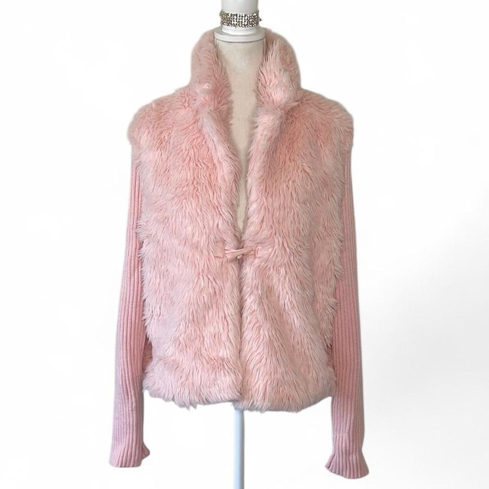 Pink Teddy Jacket with Fuzzy Faux Fur and High Collar